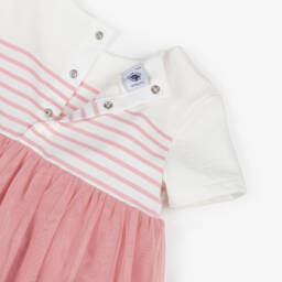 Petit Bateau-فستان بناتي وردي من الجيرسيه والتول | Childrensalon Outlet