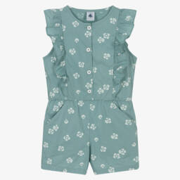 Petit Bateau-Легкий зеленый цветочный ромпер для девочек | Childrensalon Outlet