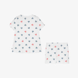 Petit Bateau-ملابس نوم كلاسيكية بيضاء للبنات مزينة بقلوب | Childrensalon Outlet