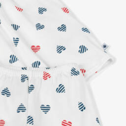 Petit Bateau-ملابس نوم كلاسيكية بيضاء للبنات مزينة بقلوب | Childrensalon Outlet