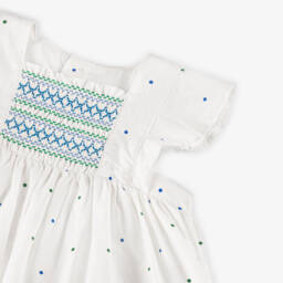 Petit Bateau-Girls Cotton Dress with Blue Spots | Childrensalon Outlet