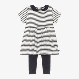 بتي باتو-طقم ليقنز أطفال بناتي قطن لون كحلي وأبيض | Childrensalon Outlet