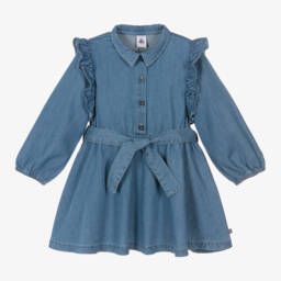 Petit Bateau-Girls Denim Dress with Belt | Childrensalon Outlet