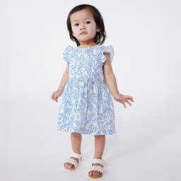 Petit Bateau-Голубое платье с цветочным узором для девочек | Childrensalon Outlet