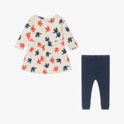 Petit Bateau-Girls Elegant Ivory & Blue Ensemble | Childrensalon Outlet