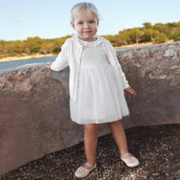 Petit Bateau-Элегантное кремовое платье из тюля для девочек | Childrensalon Outlet