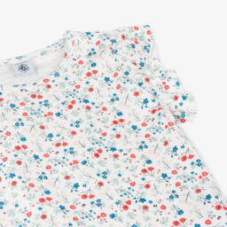 Petit Bateau-Футболка из белого хлопка с цветочным узором для девочек | Childrensalon Outlet