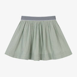 Petit Bateau-Girls Green Cotton Muslin Skirt | Childrensalon Outlet