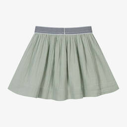 Petit Bateau-Girls Green Cotton Muslin Skirt | Childrensalon Outlet