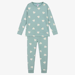 Petit Bateau-بيجاما قطن عضوي لون عاجي وأخضر للبنات | Childrensalon Outlet