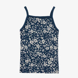 Petit Bateau-Girls Ivory & Blue Cotton Vests (2 Pack) | Childrensalon Outlet