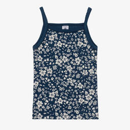 Petit Bateau-Girls Ivory & Blue Cotton Vests (2 Pack) | Childrensalon Outlet