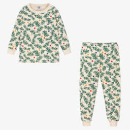 Petit Bateau-Girls Ivory Christmas Cotton Pyjamas | Childrensalon Outlet