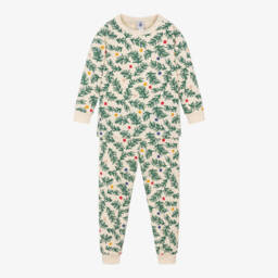 Petit Bateau-Girls Ivory Christmas Cotton Pyjamas | Childrensalon Outlet