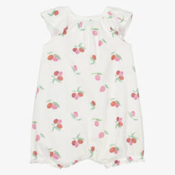 Petit Bateau-جمبسوت قطن عاجي بناتي مزين بالكرز | Childrensalon Outlet