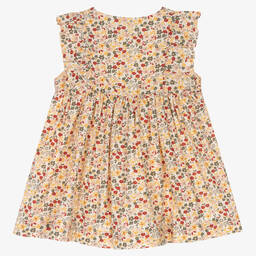 Petit Bateau-Girls Ivory Cotton Floral Dress | Childrensalon Outlet
