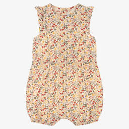 Petit Bateau-Girls Ivory Cotton Floral Shortie | Childrensalon Outlet