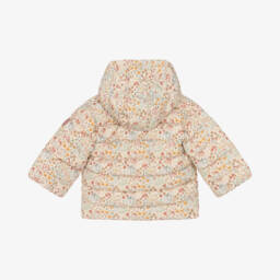 Petit Bateau-Girls Ivory Floral Hooded Coat | Childrensalon Outlet