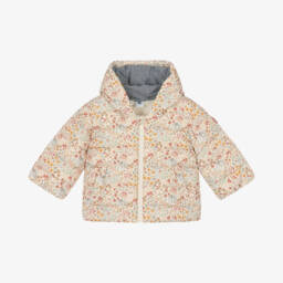 Petit Bateau-Girls Ivory Floral Hooded Coat | Childrensalon Outlet