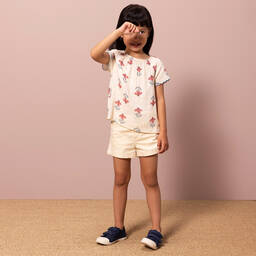 Petit Bateau-Кремовая блузка из органического хлопка с цветами | Childrensalon Outlet