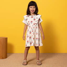 Petit Bateau-Кремовое платье из органического хлопка с цветами | Childrensalon Outlet