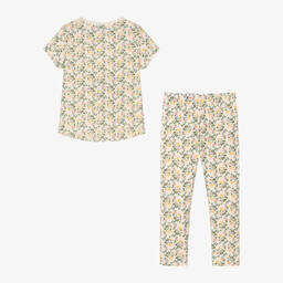 Petit Bateau-Girls Ivory Floral Organic Cotton Pyjamas | Childrensalon Outlet