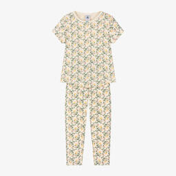 Petit Bateau-Girls Ivory Floral Organic Cotton Pyjamas | Childrensalon Outlet