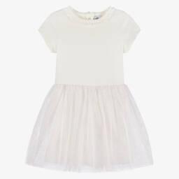 Petit Bateau-Girls Ivory & Gold Sparkle Tulle Gown | Childrensalon Outlet