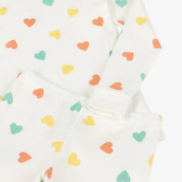Petit Bateau-طقم نوم عاجي للبنات مزين بقلوب | Childrensalon Outlet