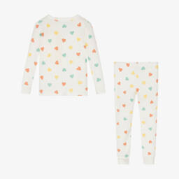 Petit Bateau-طقم نوم عاجي للبنات مزين بقلوب | Childrensalon Outlet