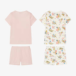 Petit Bateau-Girls Ivory & Pink Cotton Pyjamas (2 Pack) | Childrensalon Outlet