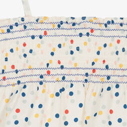 Petit Bateau-Girls Ivory Ruched Cotton Blouse | Childrensalon Outlet
