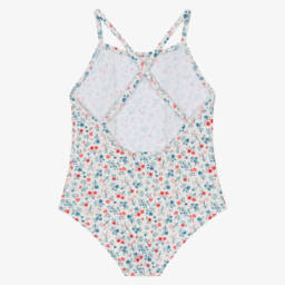 Petit Bateau-Girls Ivory Ruffled Floral Swimwear | Childrensalon Outlet