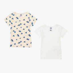 Petit Bateau-Girls Ivory Vest T-Shirts (2 Pack) | Childrensalon Outlet
