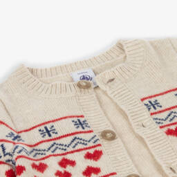 Petit Bateau-Girls Ivory Wool Blend Cardigan | Childrensalon Outlet