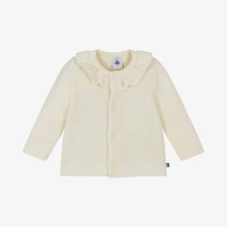 Petit Bateau-Girls Ivory Wool Knit Cardigan | Childrensalon Outlet