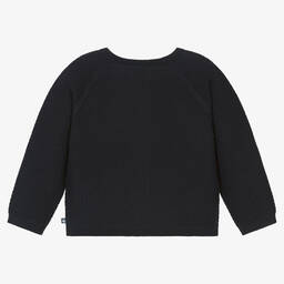 Petit Bateau-كارديغان قطن محبوك لون كحلي للبنات | Childrensalon Outlet