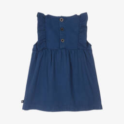 Petit Bateau-Girls Navy Frilled Dress | Childrensalon Outlet