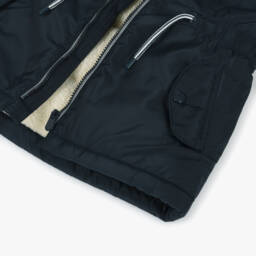 Petit Bateau-Girls Navy Hooded Parka Coat | Childrensalon Outlet