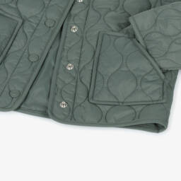 Petit Bateau-Girls Olive Quilted Coat | Childrensalon Outlet