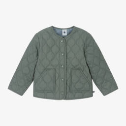 Petit Bateau-Girls Olive Quilted Coat | Childrensalon Outlet