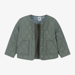 Petit Bateau-Girls Olive Quilted Coat | Childrensalon Outlet