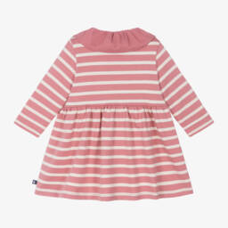 بتي باتو-فستان أطفال بناتي مقلم قطن عضوي لون زهري وعاجي | Childrensalon Outlet