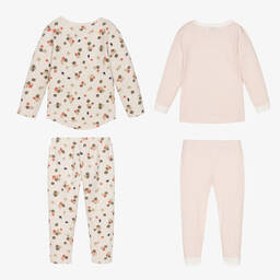 Petit Bateau-بيجاما قطن لون زهري وبيج للبنات (عدد 2) | Childrensalon Outlet