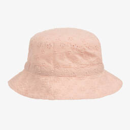 Petit Bateau-Girls Pink Broderie Anglaise Sun Hat | Childrensalon Outlet