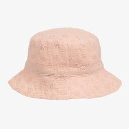 Petit Bateau-Girls Pink Broderie Anglaise Sun Hat | Childrensalon Outlet