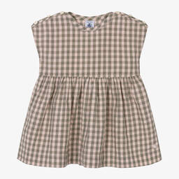Petit Bateau-Girls Pink Gingham Check Cotton Dress | Childrensalon Outlet