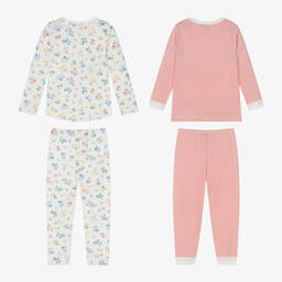 Petit Bateau-Girls Pink & Ivory Cotton Pyjamas (2 Pack) | Childrensalon Outlet