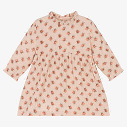 Petit Bateau-Girls Pink Organic Cotton Floral Dress | Childrensalon Outlet