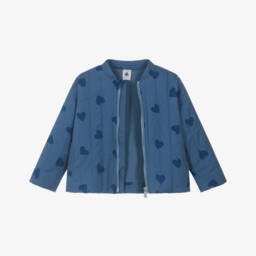 Petit Bateau-Girls Quilted Blue Heart Jacket | Childrensalon Outlet